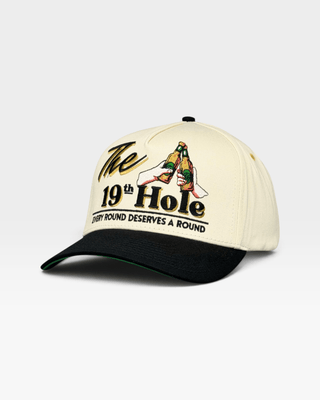 The 19th Hole Snapback (Cream/Black) - Shells Vintage Hat Co.