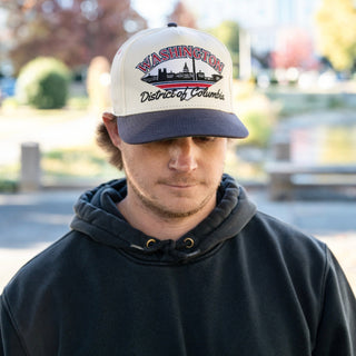 Washington D.C. Snapback - The Ovechkin (Cream/Navy) - Shells Vintage Hat Co.
