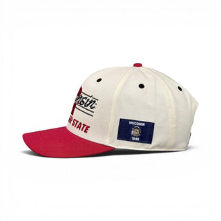 Wisconsin Snapback - The Watt (Cream/Red) - Shells Vintage Hat Co.