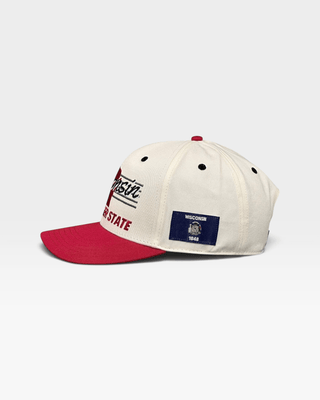 Wisconsin Snapback - The Watt (Cream/Red) - Shells Vintage Hat Co.