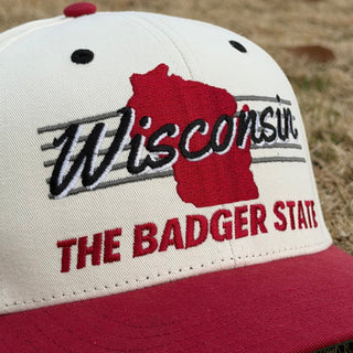 Wisconsin Snapback - The Watt (Cream/Red) - Shells Vintage Hat Co.