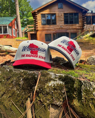 Wisconsin Snapback - The Watt (Cream/Red) - Shells Vintage Hat Co.