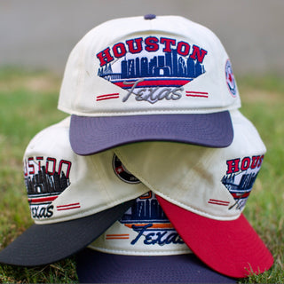 Houston Snapback - The Texan (Cream/Navy) - Shells Vintage Hat Co.
