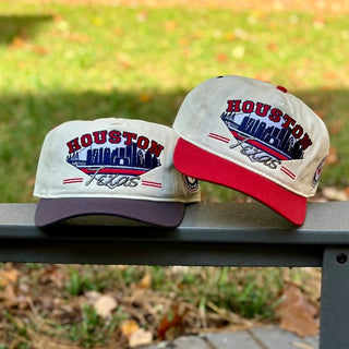 Houston Snapback - The Texan (Cream/Red) - Shells Vintage Hat Co.