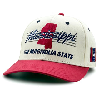 Mississippi Snapback - The Magnolia (Cream/Red) - Shells Vintage Hat Co.